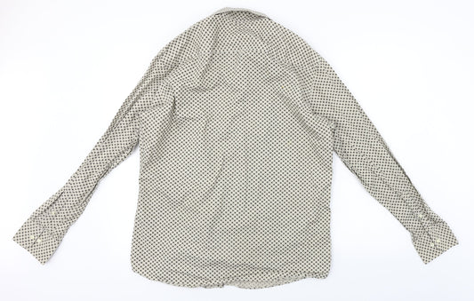 Mens UK Size 16 NEXT Beige  Button-Up Long Sleeve Casual Shirt