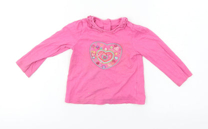 Preworn Girls Pink   Basic T-Shirt Size 12-18 Months