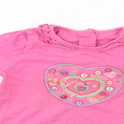 Preworn Girls Pink   Basic T-Shirt Size 12-18 Months