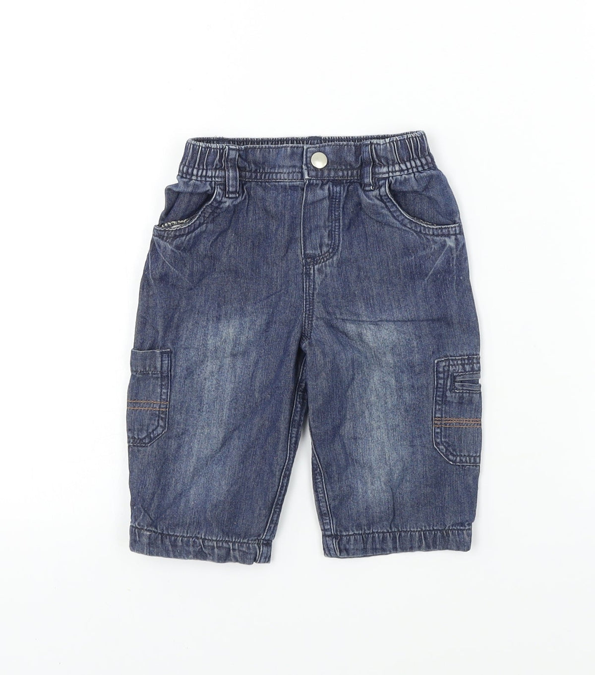 Additional front view of Cherokee boys’ blue trousers, size 3-6, months
