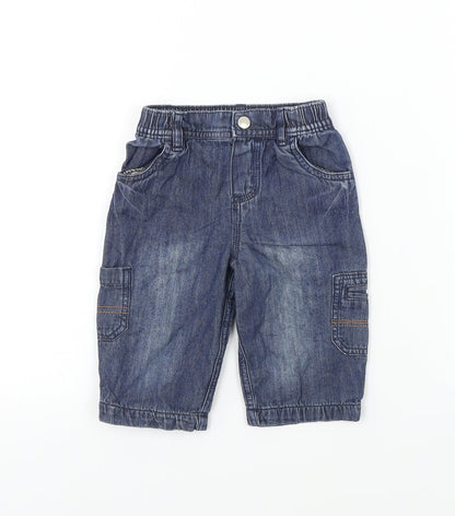 Additional front view of Cherokee boys’ blue trousers, size 3-6, months