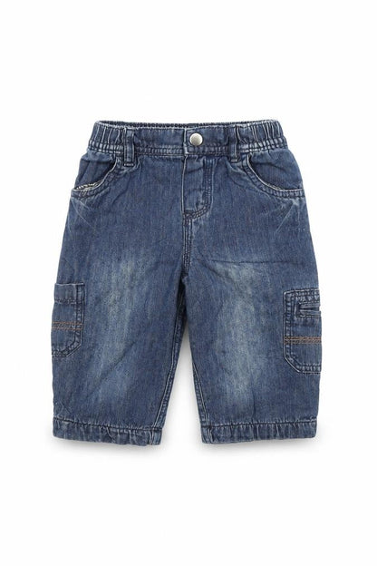 Front view of Cherokee boys’ blue trousers, size 3-6, months