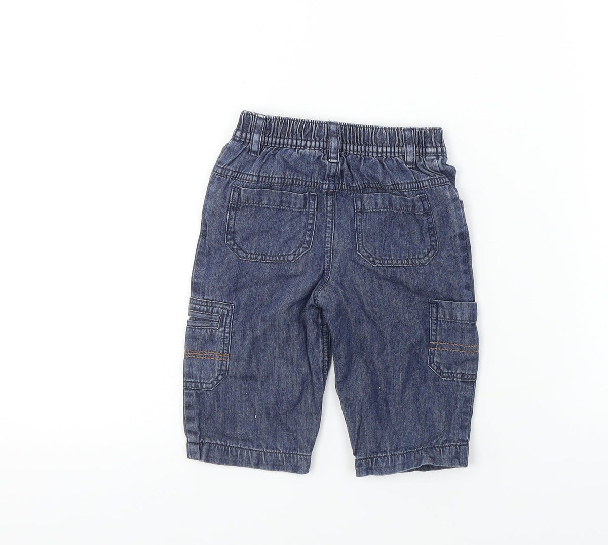 Back view of Cherokee boys’ blue trousers, size 3-6, months