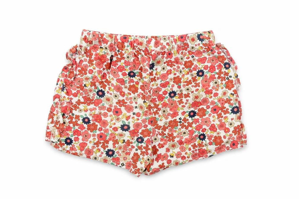 Front view of Matalan girls’ red floral cropped, size 3-6, months
