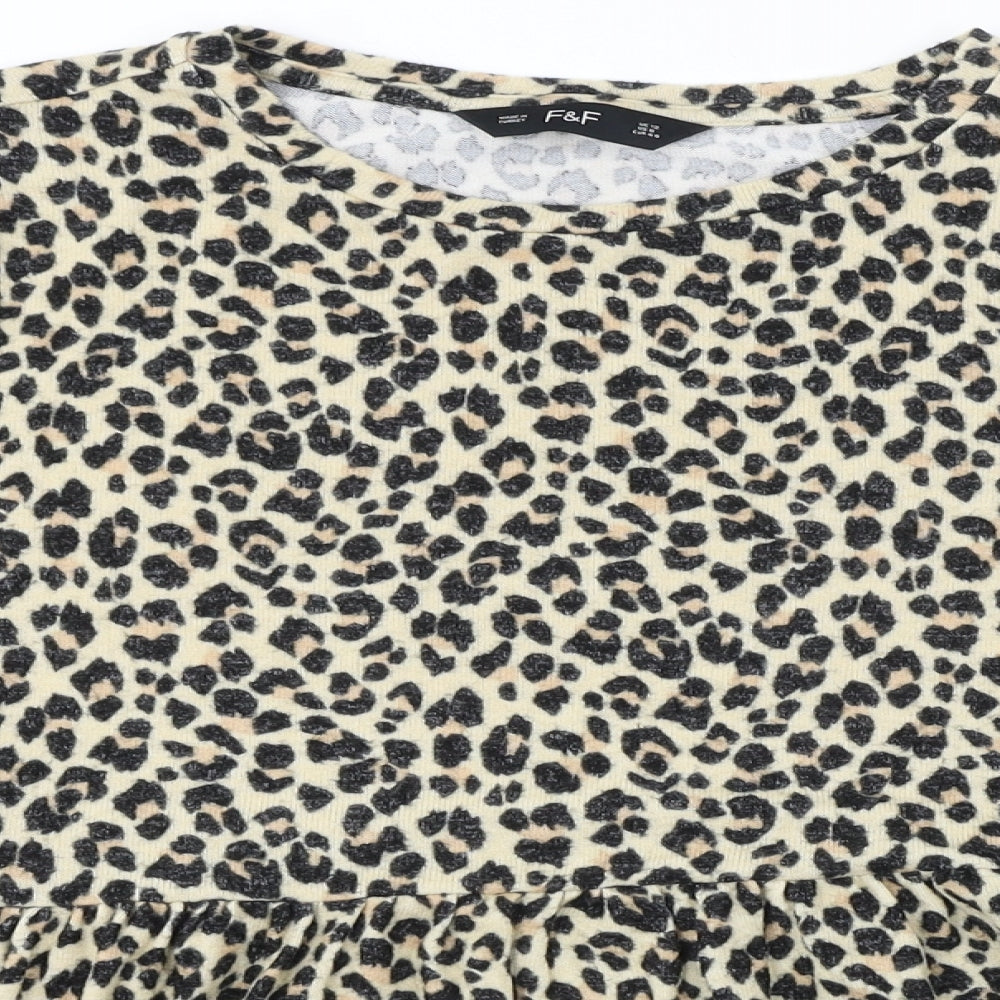 F&F  Womens Beige Animal Print  Pullover Jumper Size 12