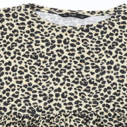 F&F  Womens Beige Animal Print  Pullover Jumper Size 12