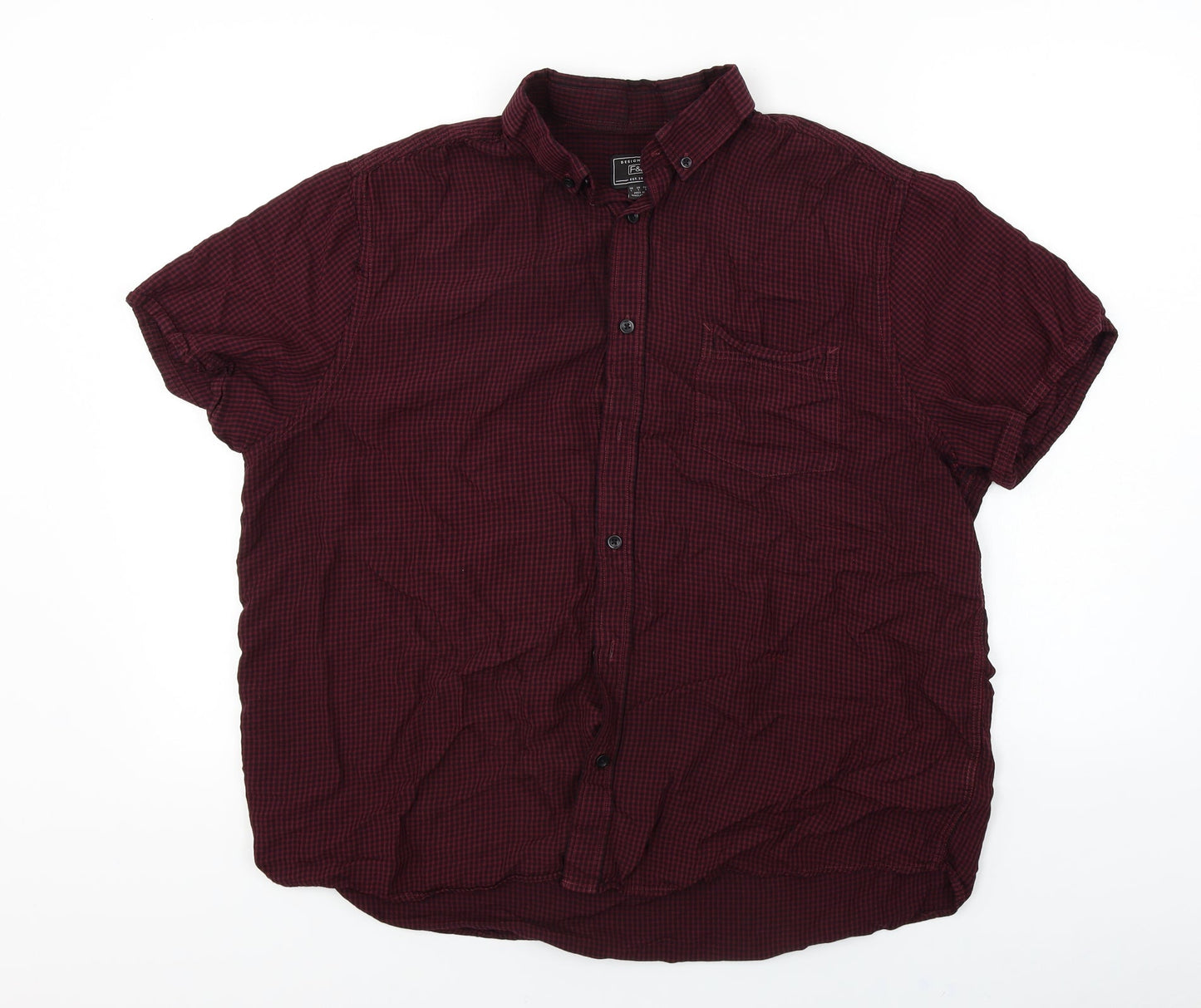 F&F  Mens Red Check   Button-Up Size L