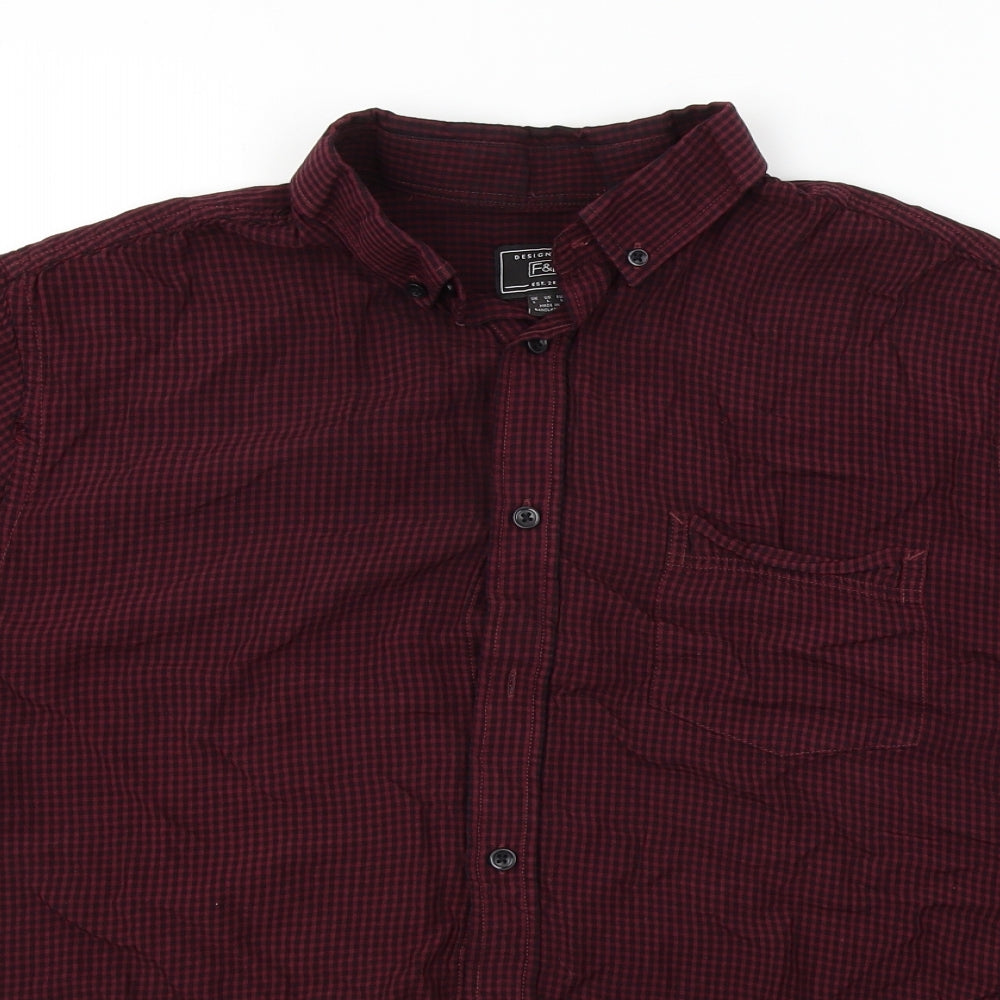 F&F  Mens Red Check   Button-Up Size L