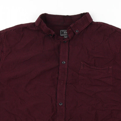 F&F  Mens Red Check   Button-Up Size L