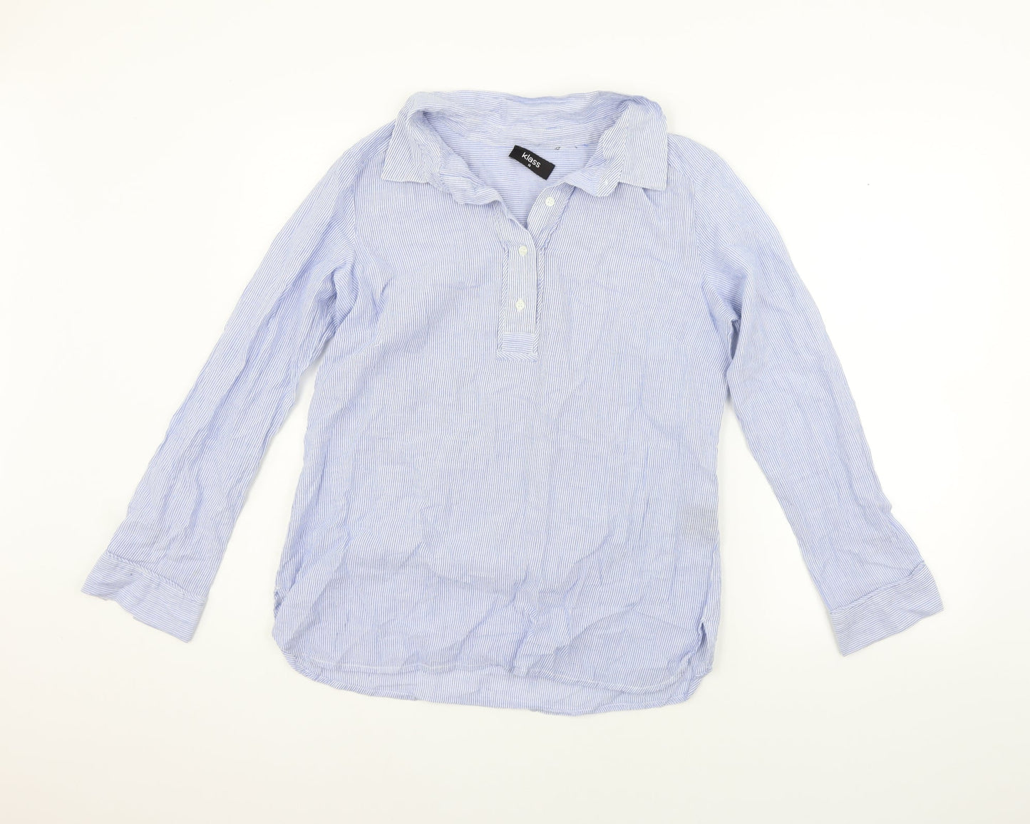 Womens UK Size 10 Klass Blue Basic Button-Up