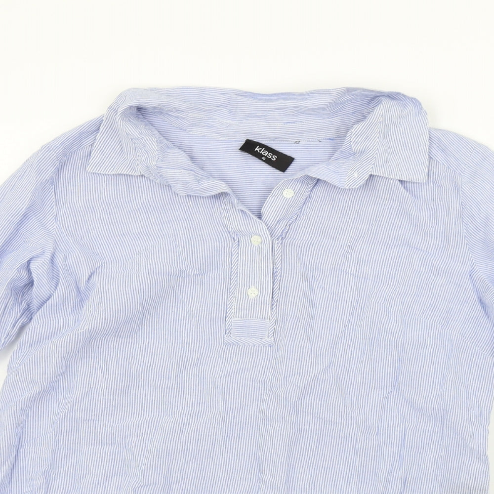 Womens UK Size 10 Klass Blue Basic Button-Up