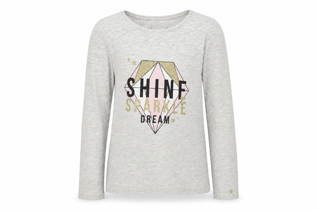 Front view of Primark girls’ grey basic t-shirt, size 9-10, years