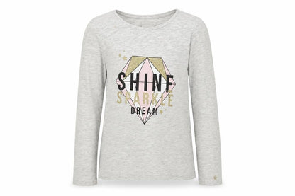 Front view of Primark girls’ grey basic t-shirt, size 9-10, years
