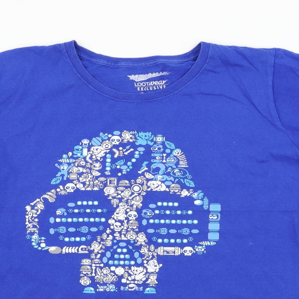 MEGAMAN Womens Blue   Basic T-Shirt Size 2XL