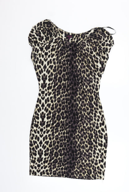 Lila Womens Beige Animal Print  A-Line  Size 8
