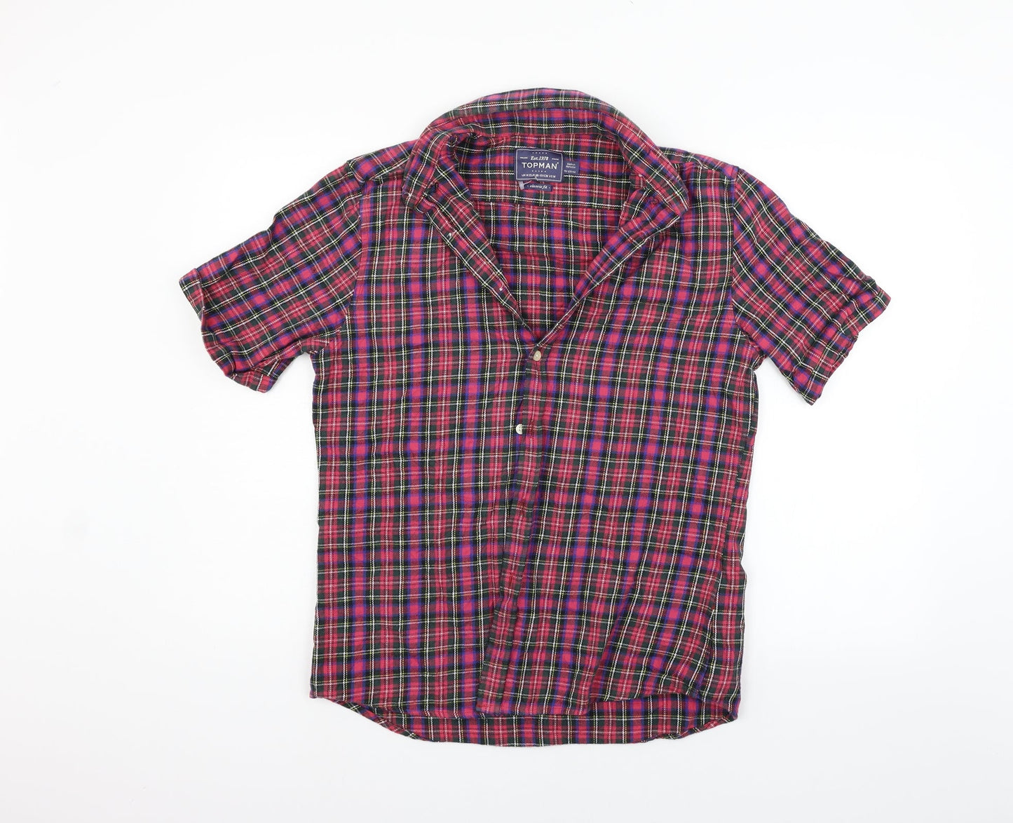 Mens UK Size M Topman Red  Button-Up Short Sleeve Casual Shirt