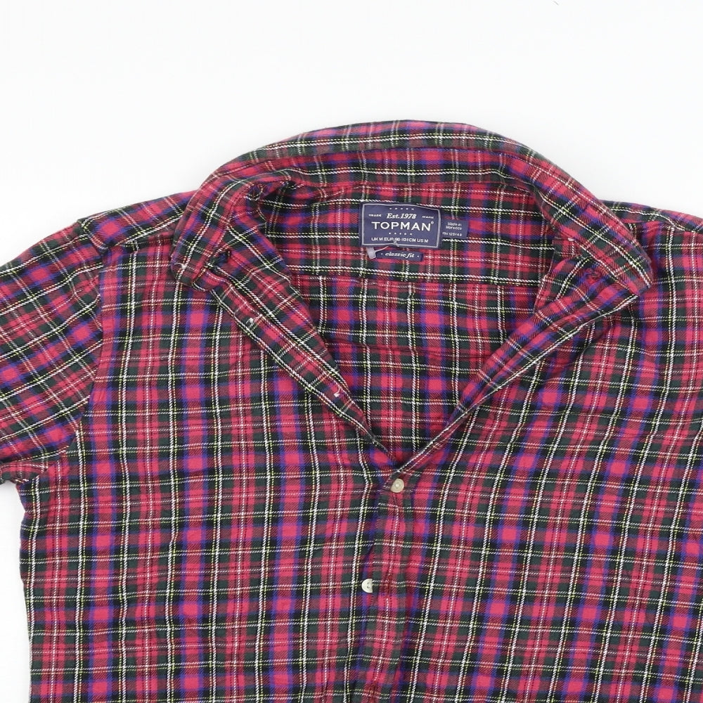 Mens UK Size M Topman Red  Button-Up Short Sleeve Casual Shirt