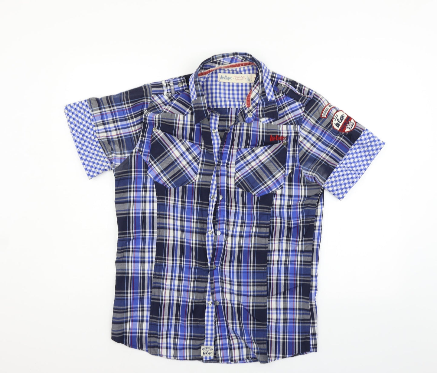 Mens UK Size S lee copper Blue  Button-Up Short Sleeve Casual Shirt