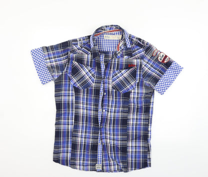 Mens UK Size S lee copper Blue  Button-Up Short Sleeve Casual Shirt