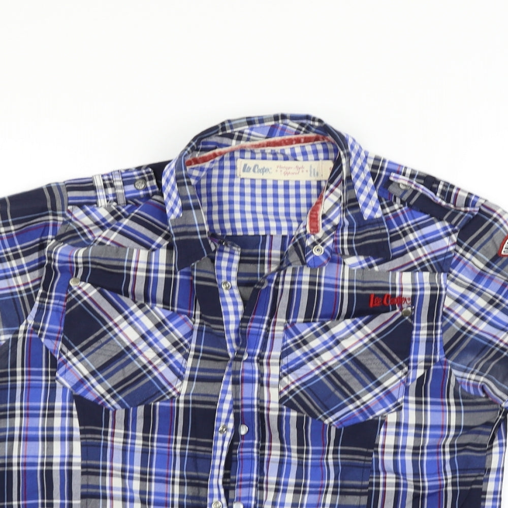 Mens UK Size S lee copper Blue  Button-Up Short Sleeve Casual Shirt