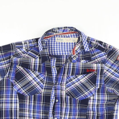 Mens UK Size S lee copper Blue  Button-Up Short Sleeve Casual Shirt
