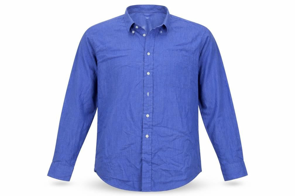 Mens UK Size 17 Savanti Blue  Button-Up Long Sleeve Casual Shirt