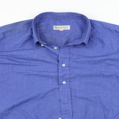 Savanti Mens Blue    Button-Up Size 17  - washable mark