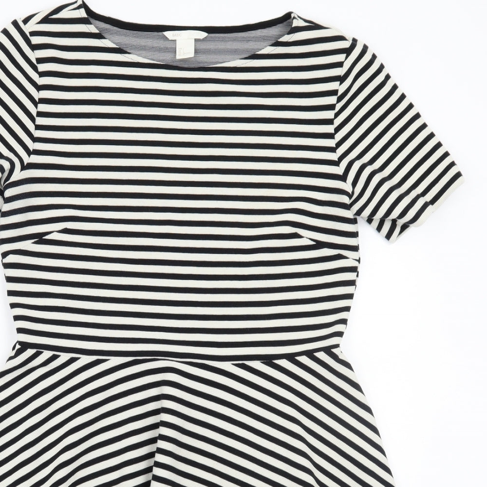 H&M Womens White Striped  A-Line  Size L