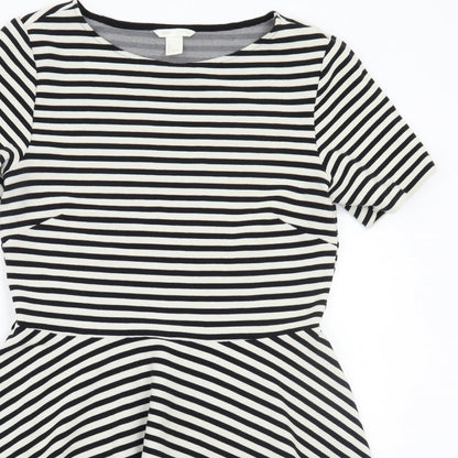 H&M Womens White Striped  A-Line  Size L