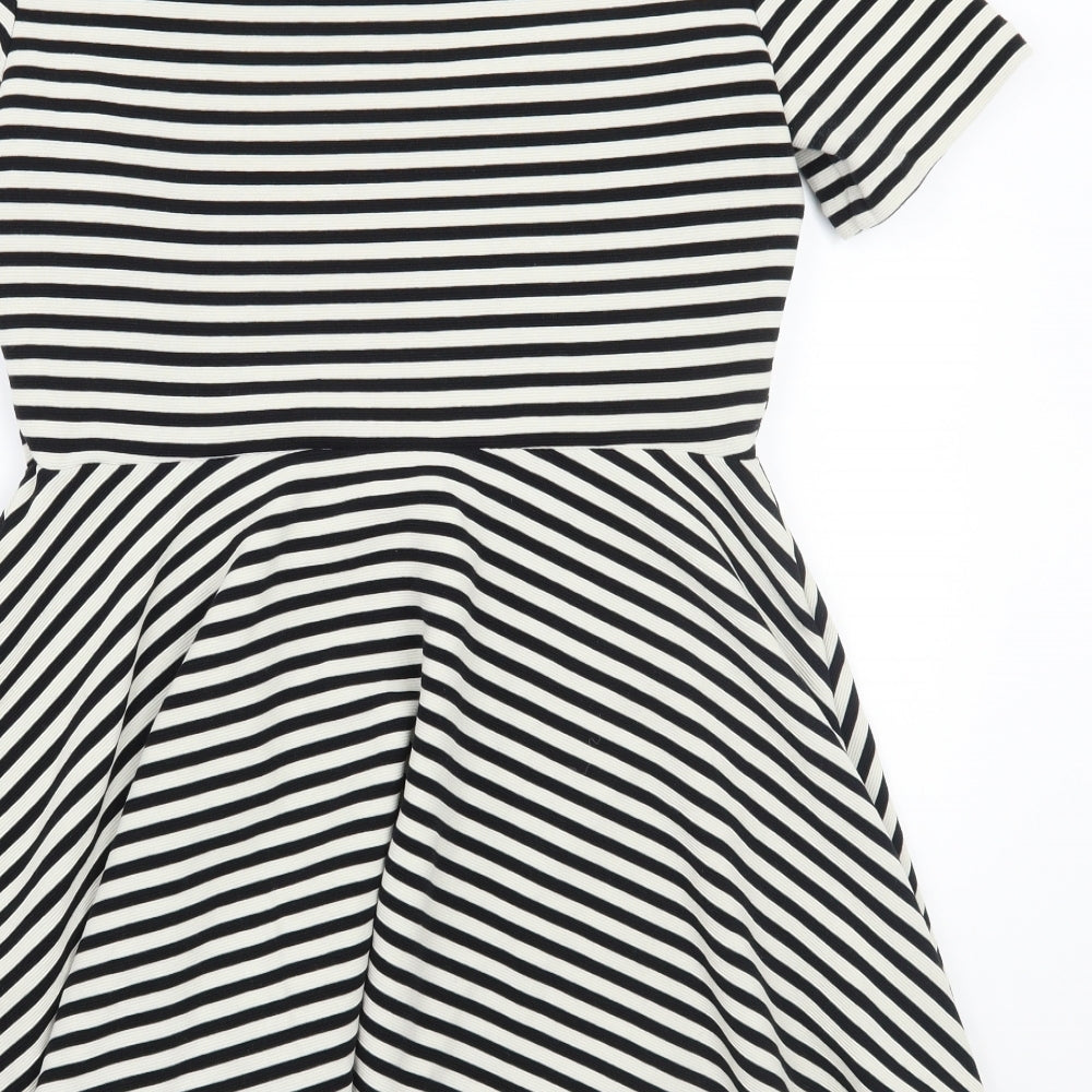 H&M Womens White Striped  A-Line  Size L