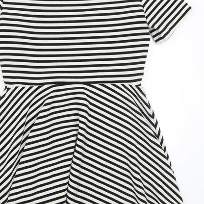 H&M Womens White Striped  A-Line  Size L