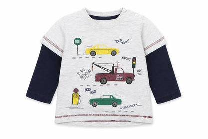 Front view of Matalan Baby Grey Basic T-Shirt, size 6-9, Months