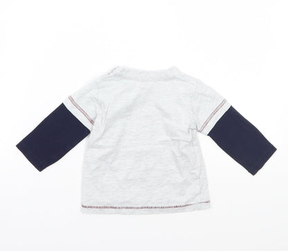 Back view of Matalan Baby Grey Basic T-Shirt, size 6-9, Months