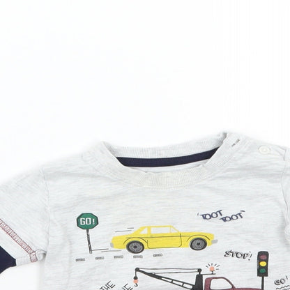 Close-up detail of Matalan Baby Grey Basic T-Shirt, size 6-9, Months