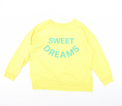 Womens UK Size L Time To Dream Yellow Pullover Jumper