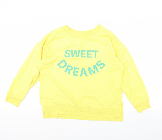 Womens UK Size L Time To Dream Yellow Pullover Jumper