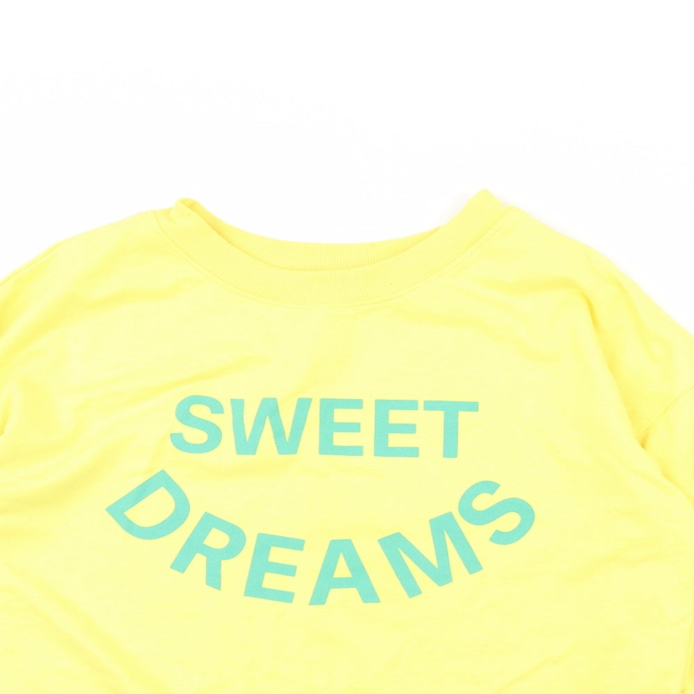 Womens UK Size L Time To Dream Yellow Pullover Jumper