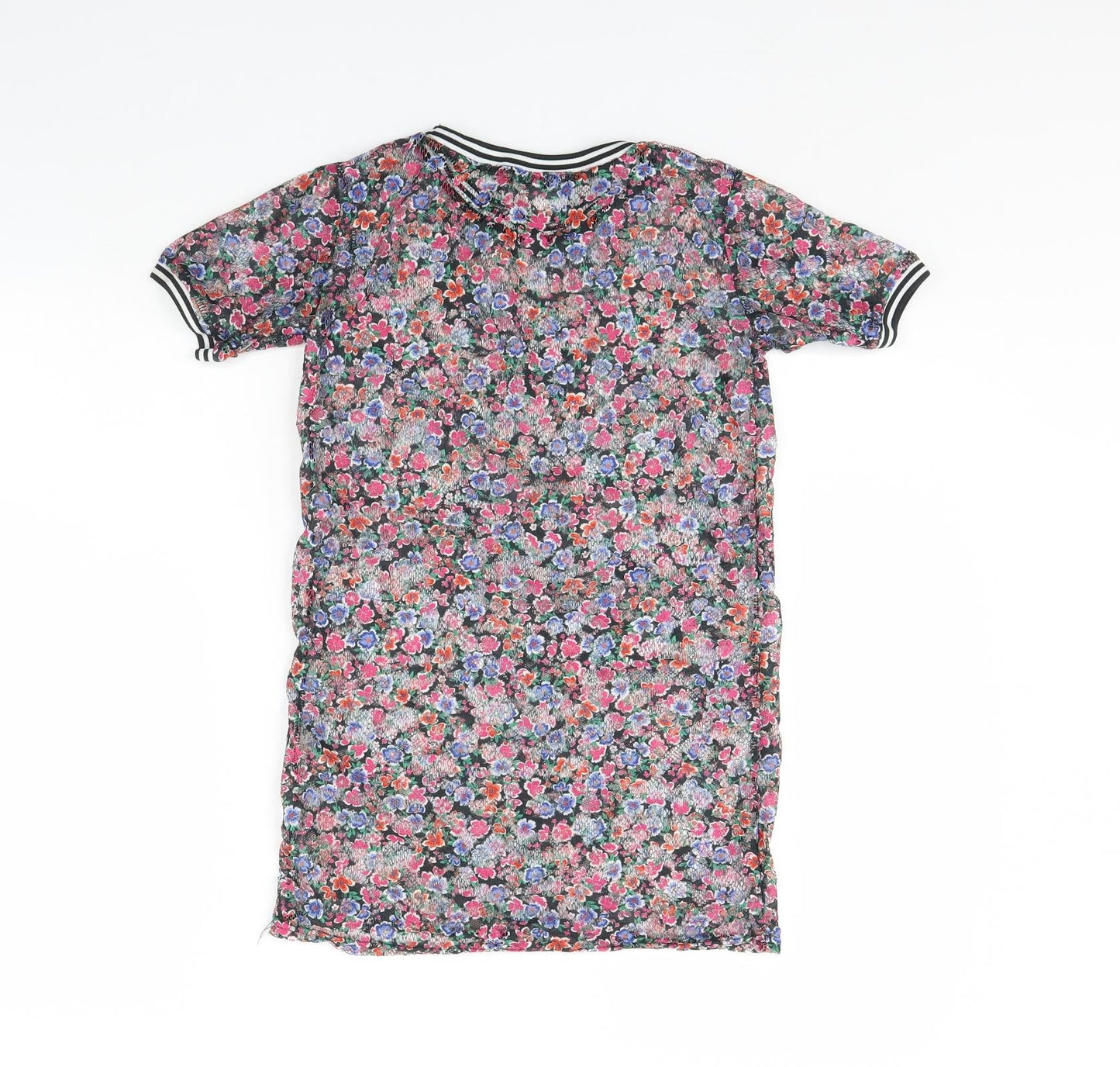 River Island Girls Black Floral  T-Shirt Dress  Size 7 Years
