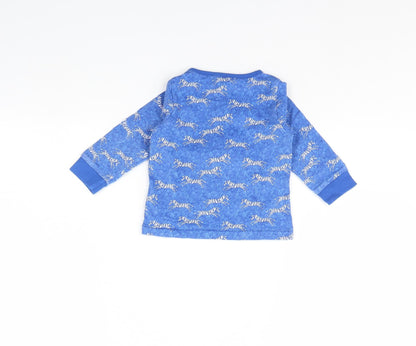 John Lewis Baby Blue Animal Print  Basic T-Shirt Size 6-9 Months  - Zebra