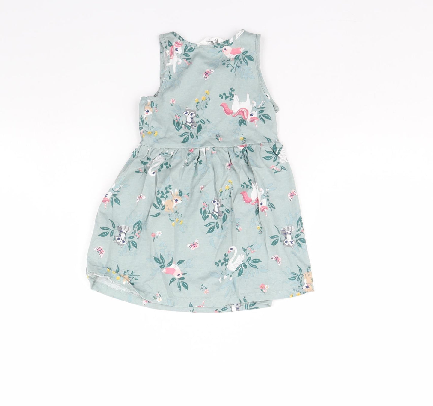 H&M Girls Green Floral  Fit & Flare  Size 2 Years