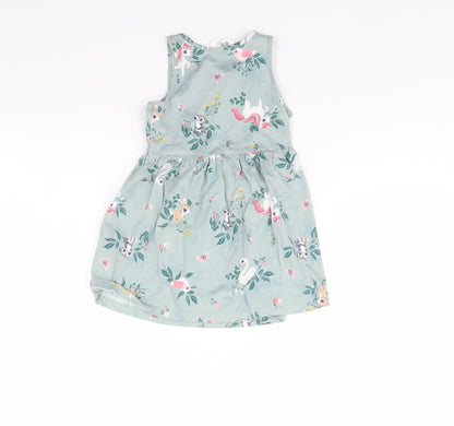 H&M Girls Green Floral  Fit & Flare  Size 2 Years