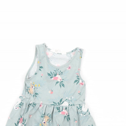 H&M Girls Green Floral  Fit & Flare  Size 2 Years
