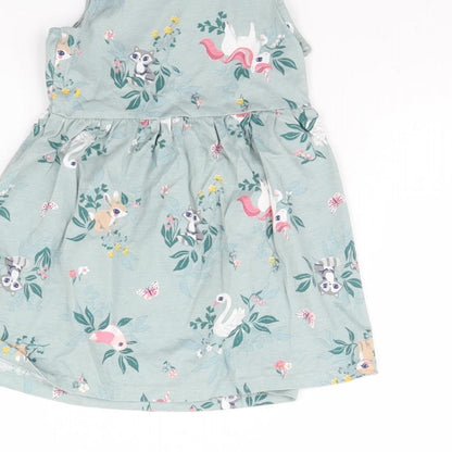 H&M Girls Green Floral  Fit & Flare  Size 2 Years