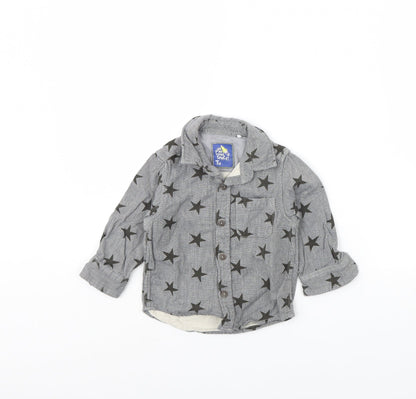 TU Boys Grey Spotted  Basic Button-Up Size 9-12 Months  - Star