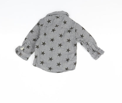 TU Boys Grey Spotted  Basic Button-Up Size 9-12 Months  - Star