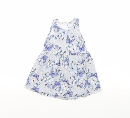 H&M Girls Blue Animal Print  Fit & Flare  Size 2 Years