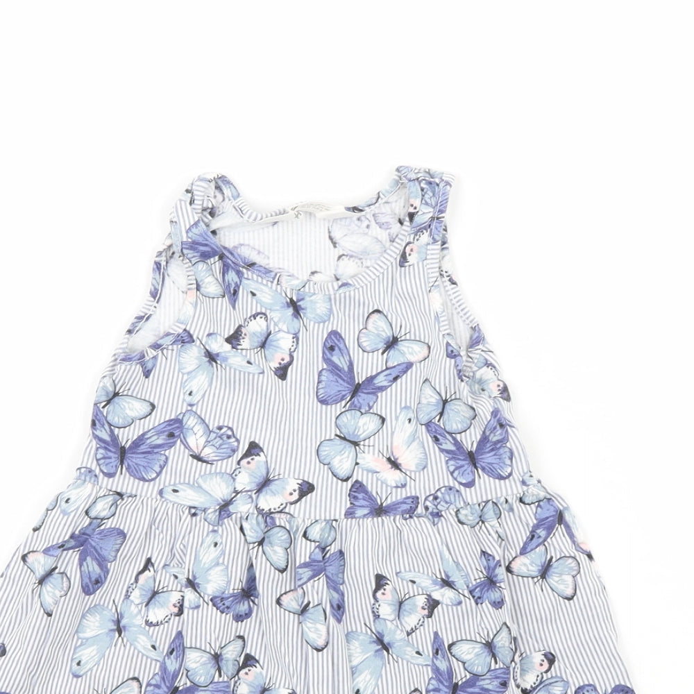 H&M Girls Blue Animal Print  Fit & Flare  Size 2 Years