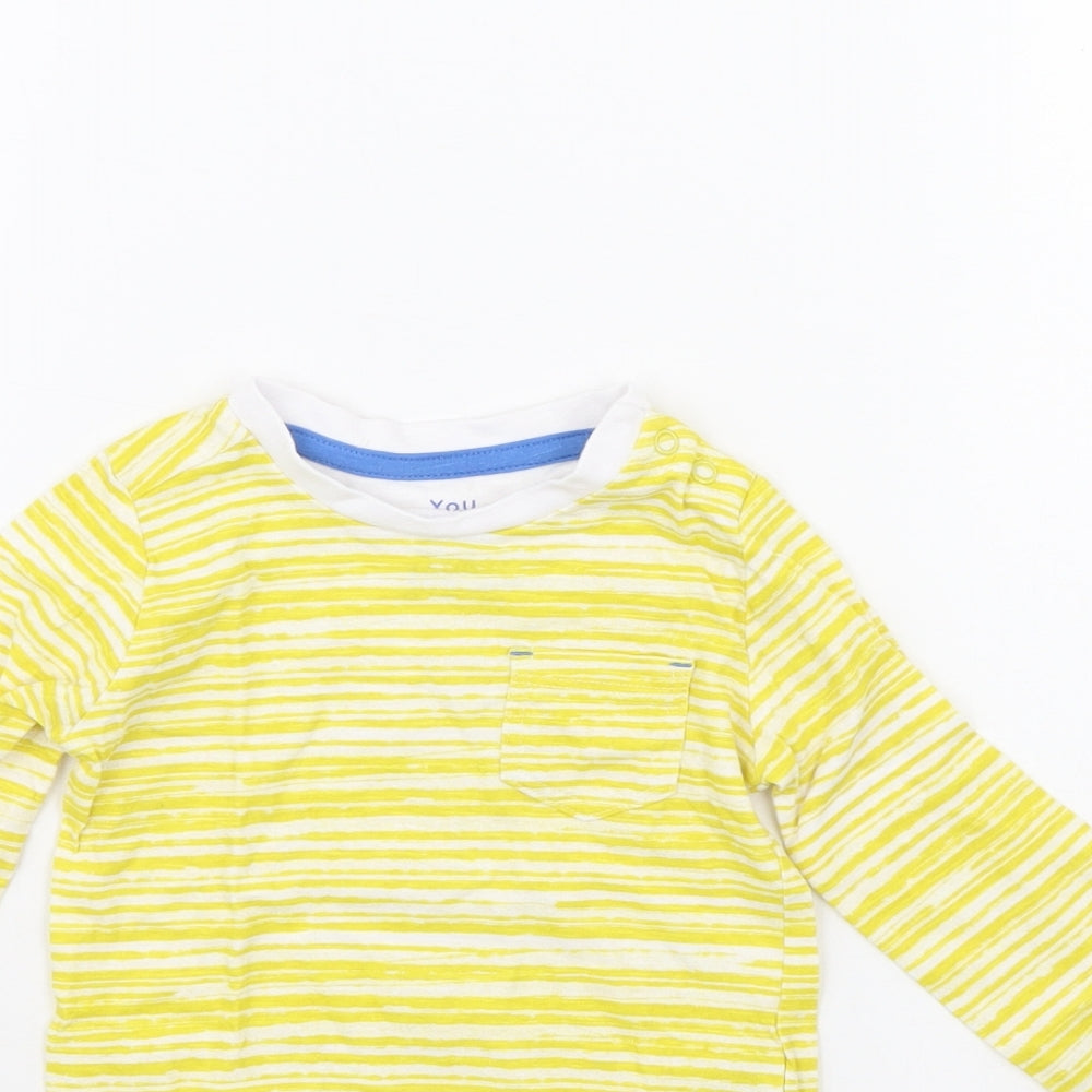 Mothercare Baby Yellow Striped  Basic T-Shirt Size 9-12 Months