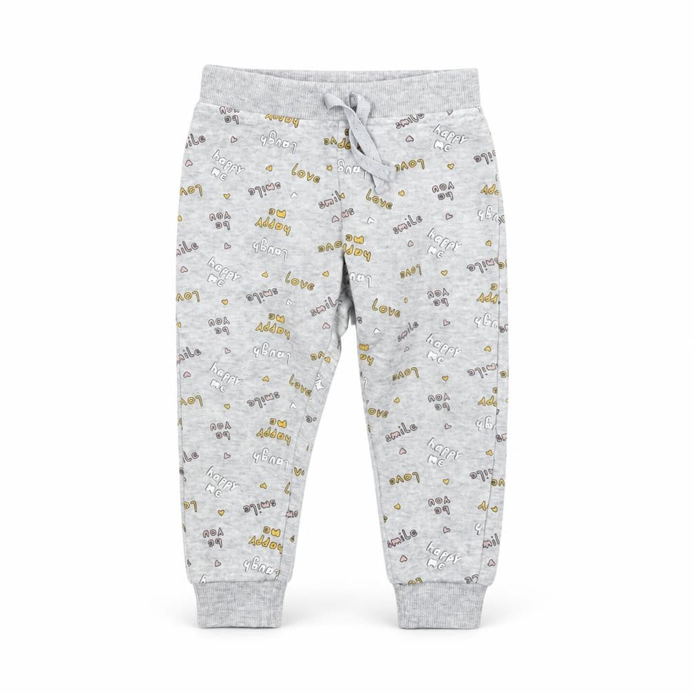 Front view of Primark Baby Grey Spotted Jogger Trousers, size 12, Months
