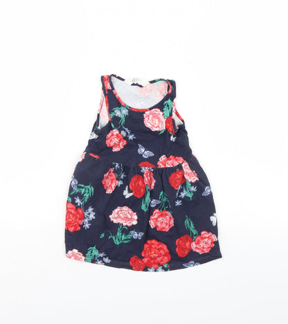 h7M Girls Blue Floral  Fit & Flare  Size 2 Years